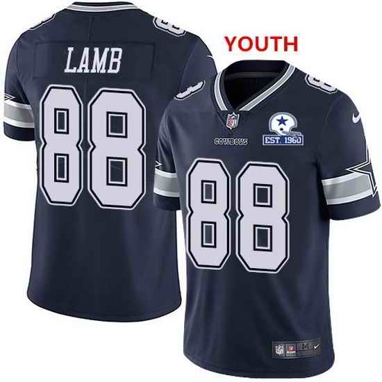 Youth Nike Cowboys 88 CeeDee Lamb Navy Blue Team Color With Established In 1960 Patch NFL Vapor Untouchable Limited Jersey